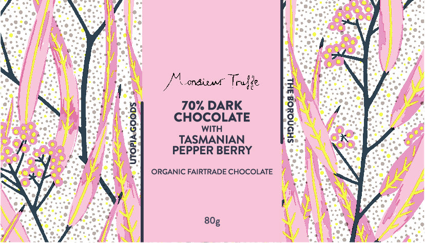The Boroughs + Monsieur Truffe ~ Tasmanian Pepper berry 72% Dark chocolate